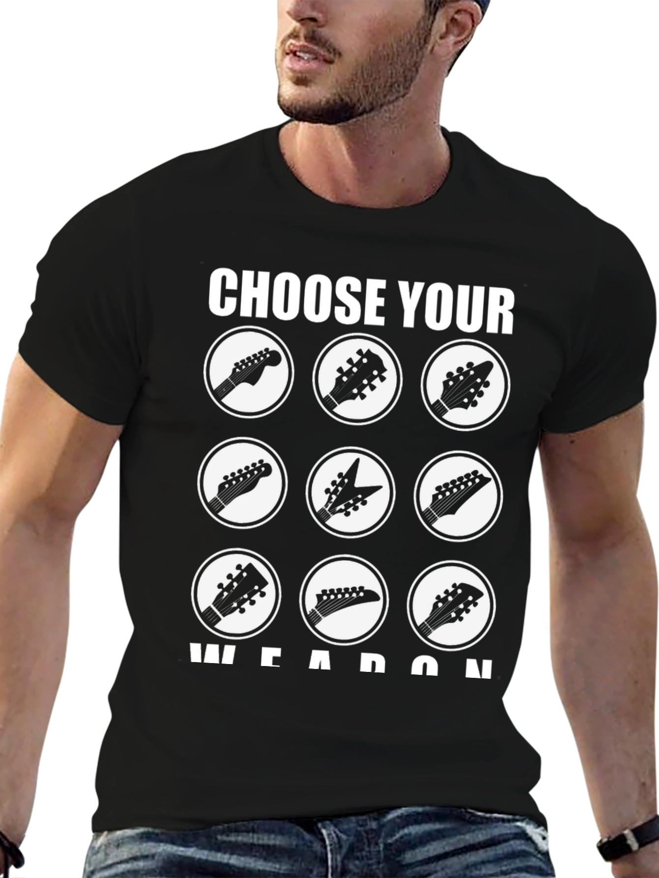 Choose Your Weapon Guitar Headstock T-Shirt