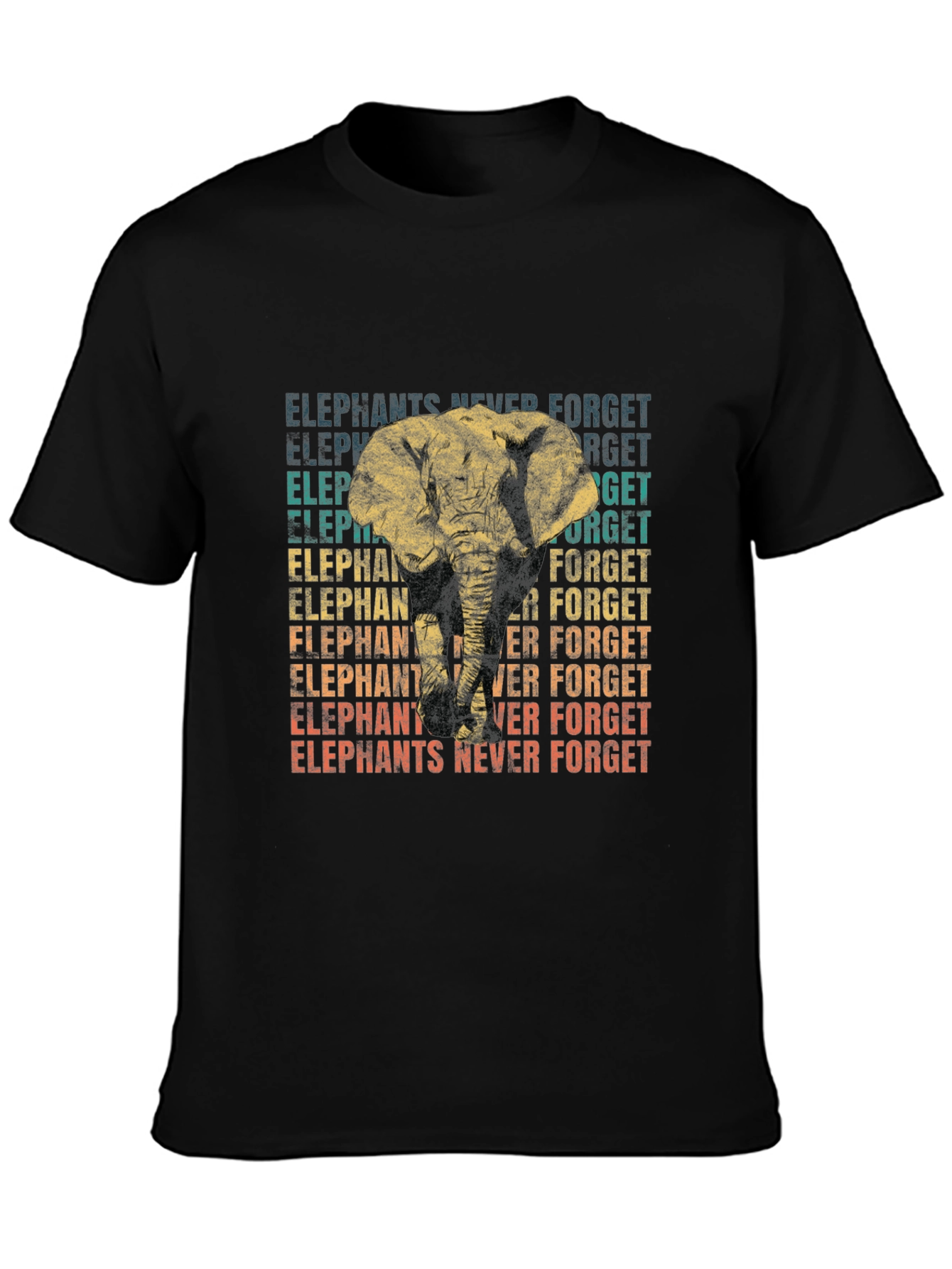 Elephant Never Forget Graphic Tee - Mens Black T-Shirt