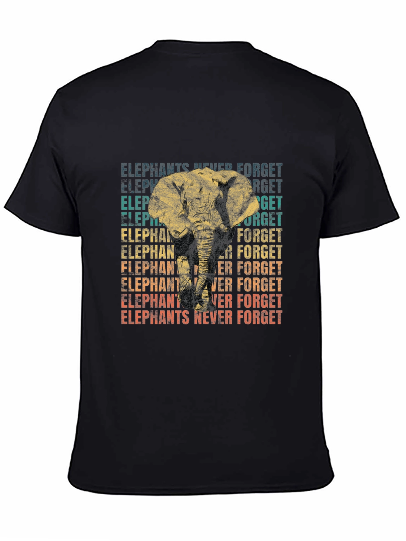 Elephant Never Forget Graphic Tee - Mens Black T-Shirt