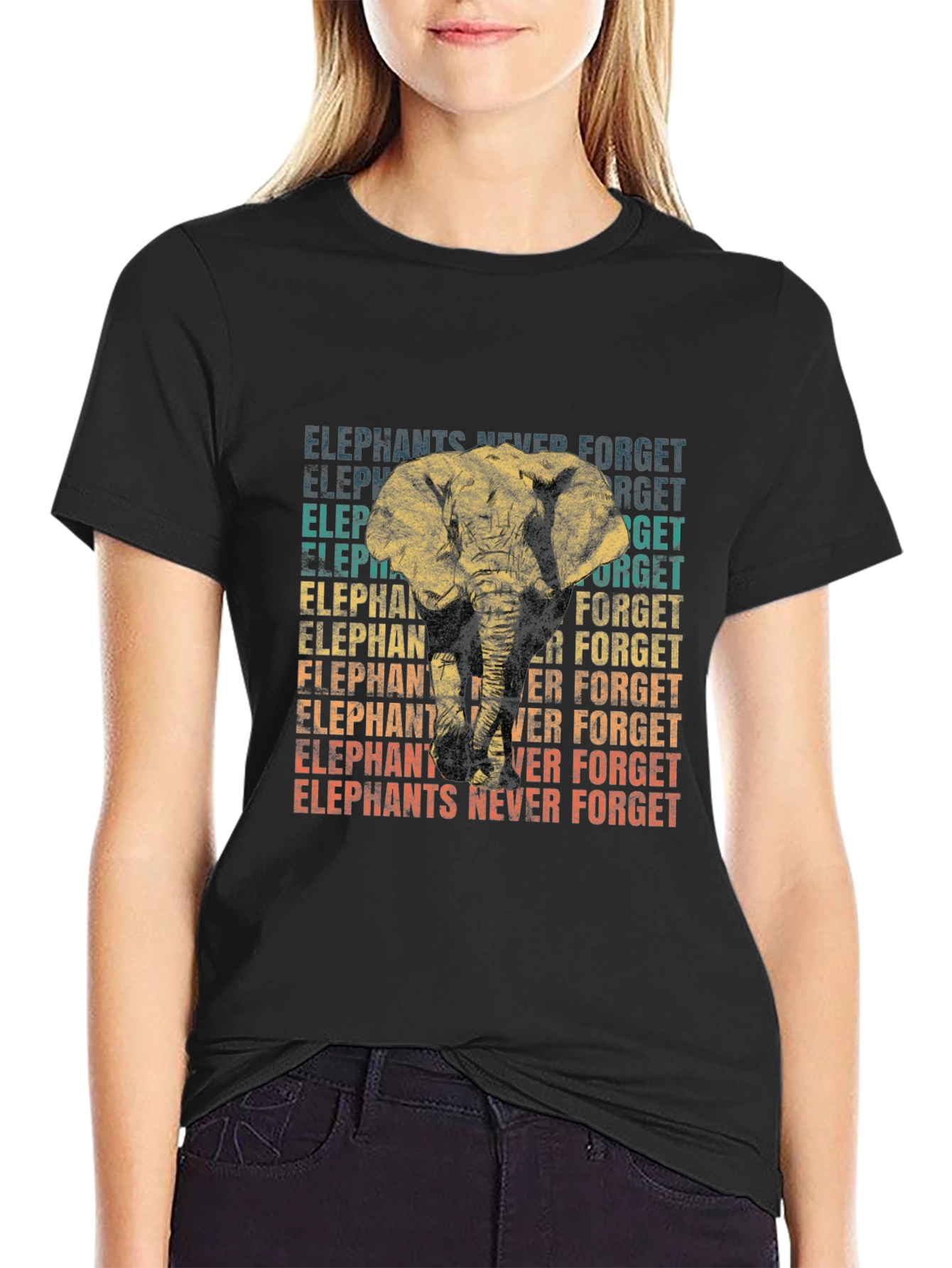 Elephant Never Forget Graphic Tee - Mens Black T-Shirt