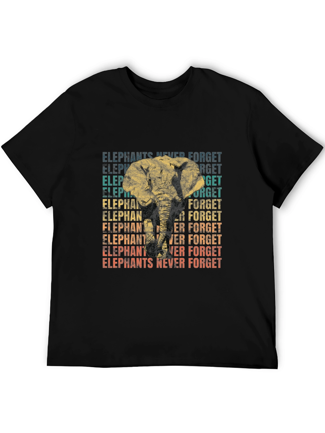 Elephant Never Forget Graphic Tee - Mens Black T-Shirt