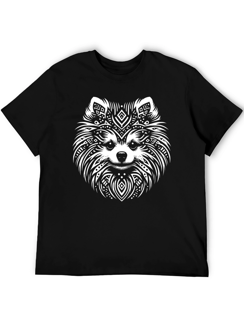 Dog Mandala Graphic Tee - Black Casual T-Shirt