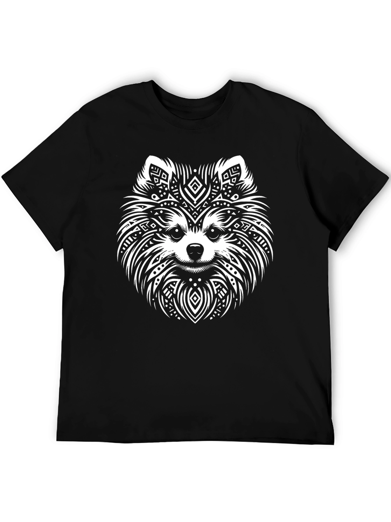 Dog Mandala Graphic Tee - Black Casual T-Shirt