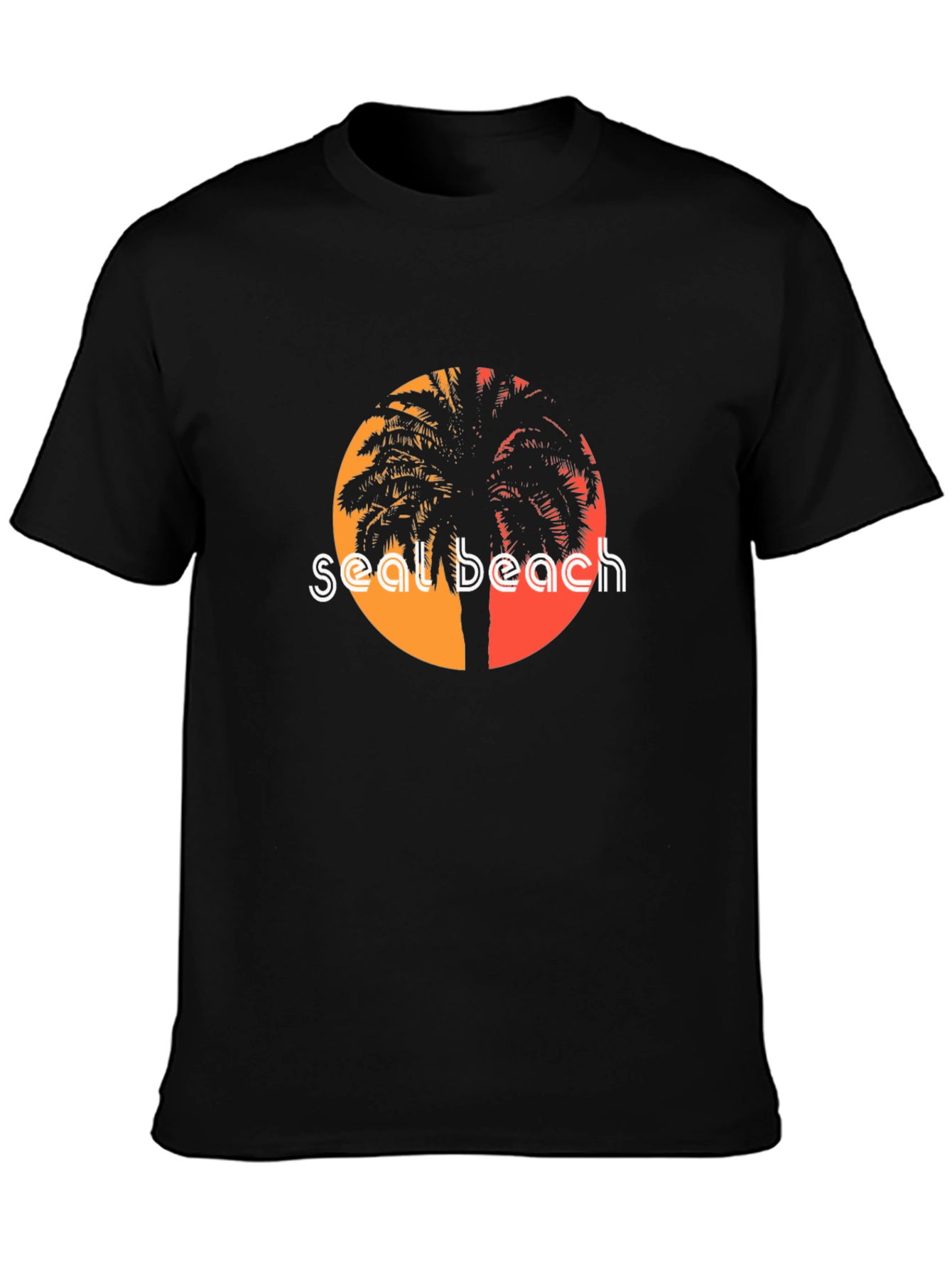 Seal Beach Palm Tee - Retro Sunset Style