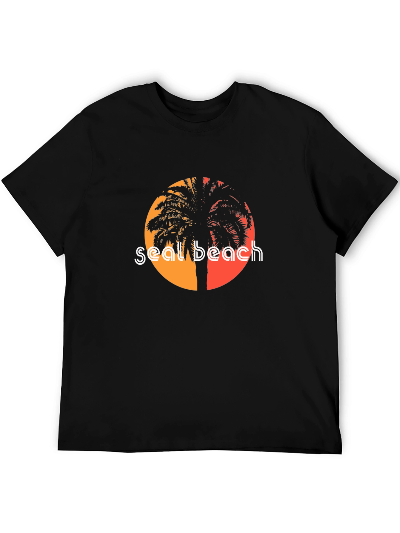 Seal Beach Palm Tee - Retro Sunset Style