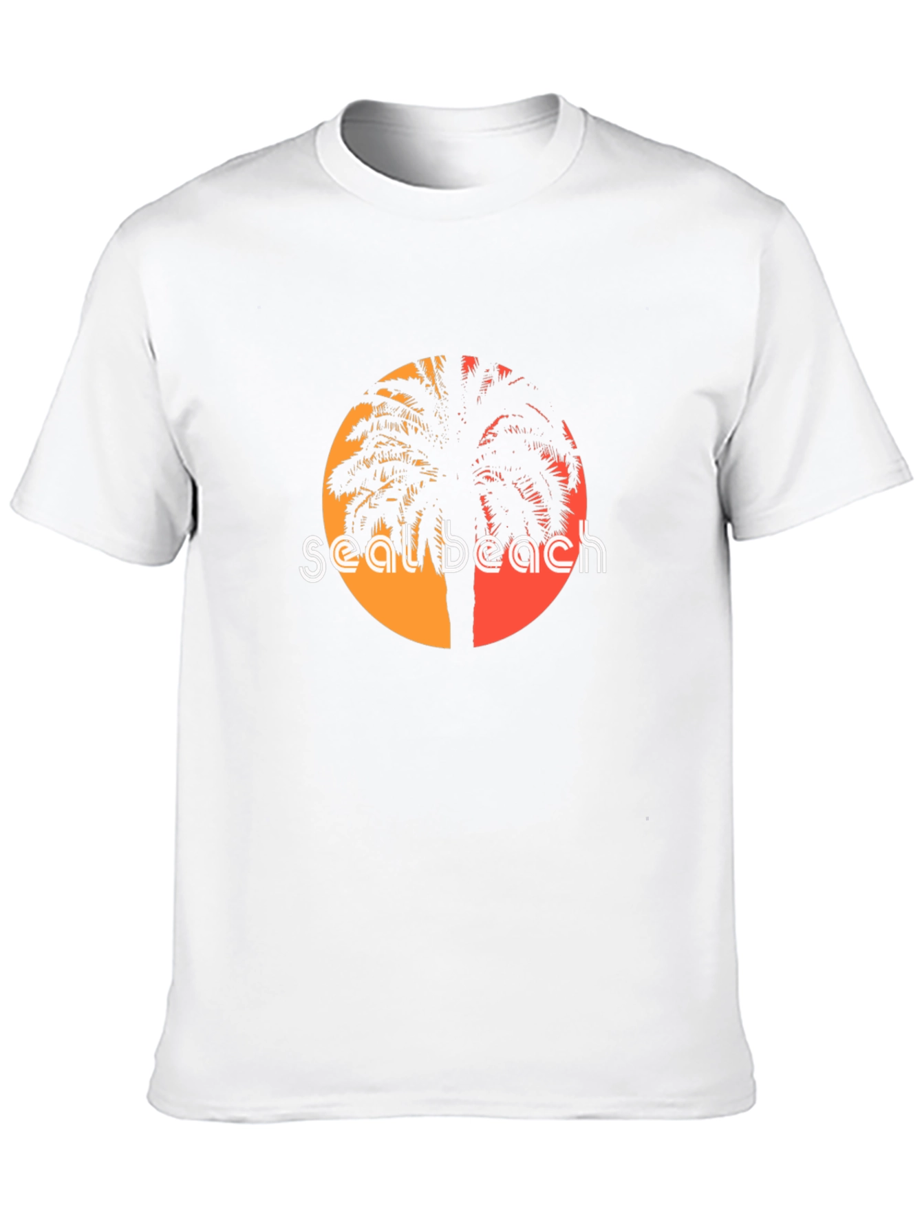 Seal Beach Palm Tee - Retro Sunset Style