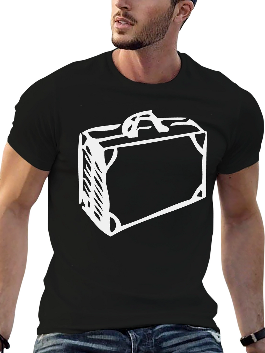 Suitcase Graphic Black Tee - Travel Ready Style