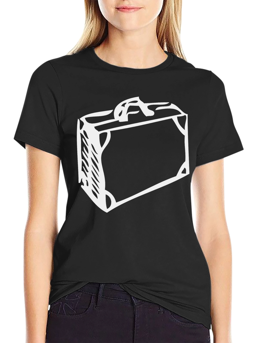 Suitcase Graphic Black Tee - Travel Ready Style