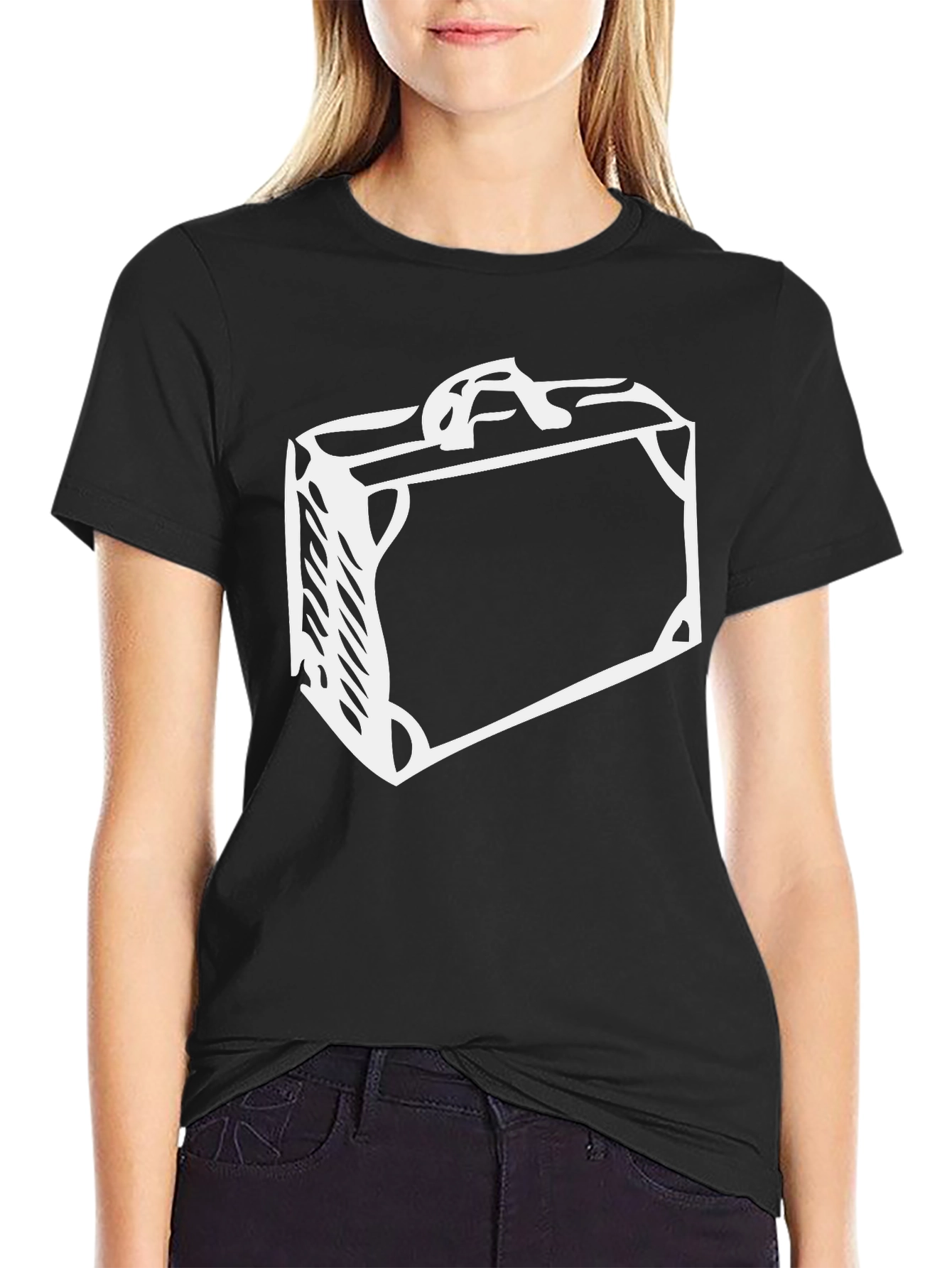 Suitcase Graphic Black Tee - Travel Ready Style