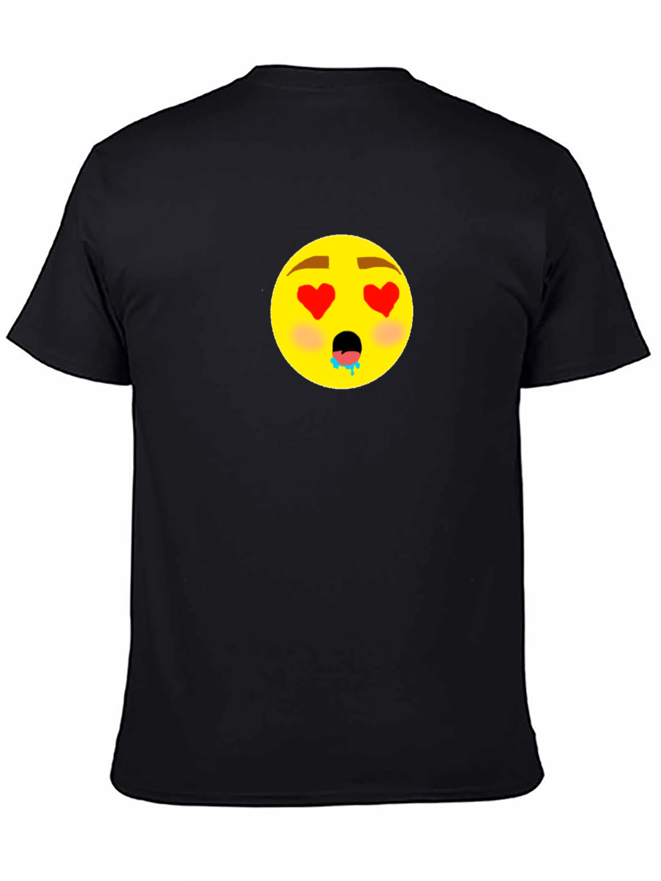 Emoji Love Eyes Graphic Black T-Shirt