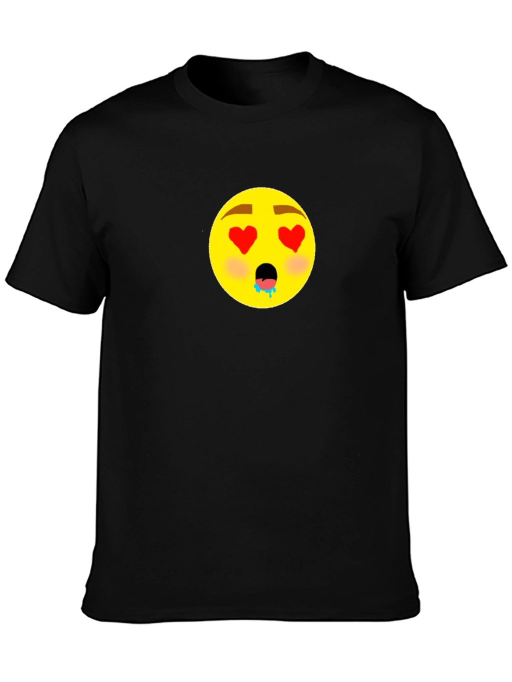 Emoji Love Eyes Graphic Black T-Shirt