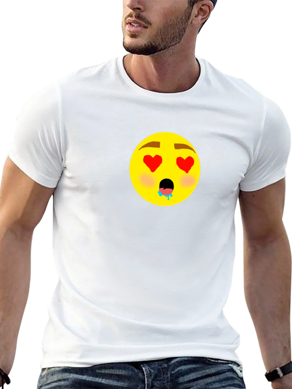 Emoji Love Eyes Graphic Black T-Shirt