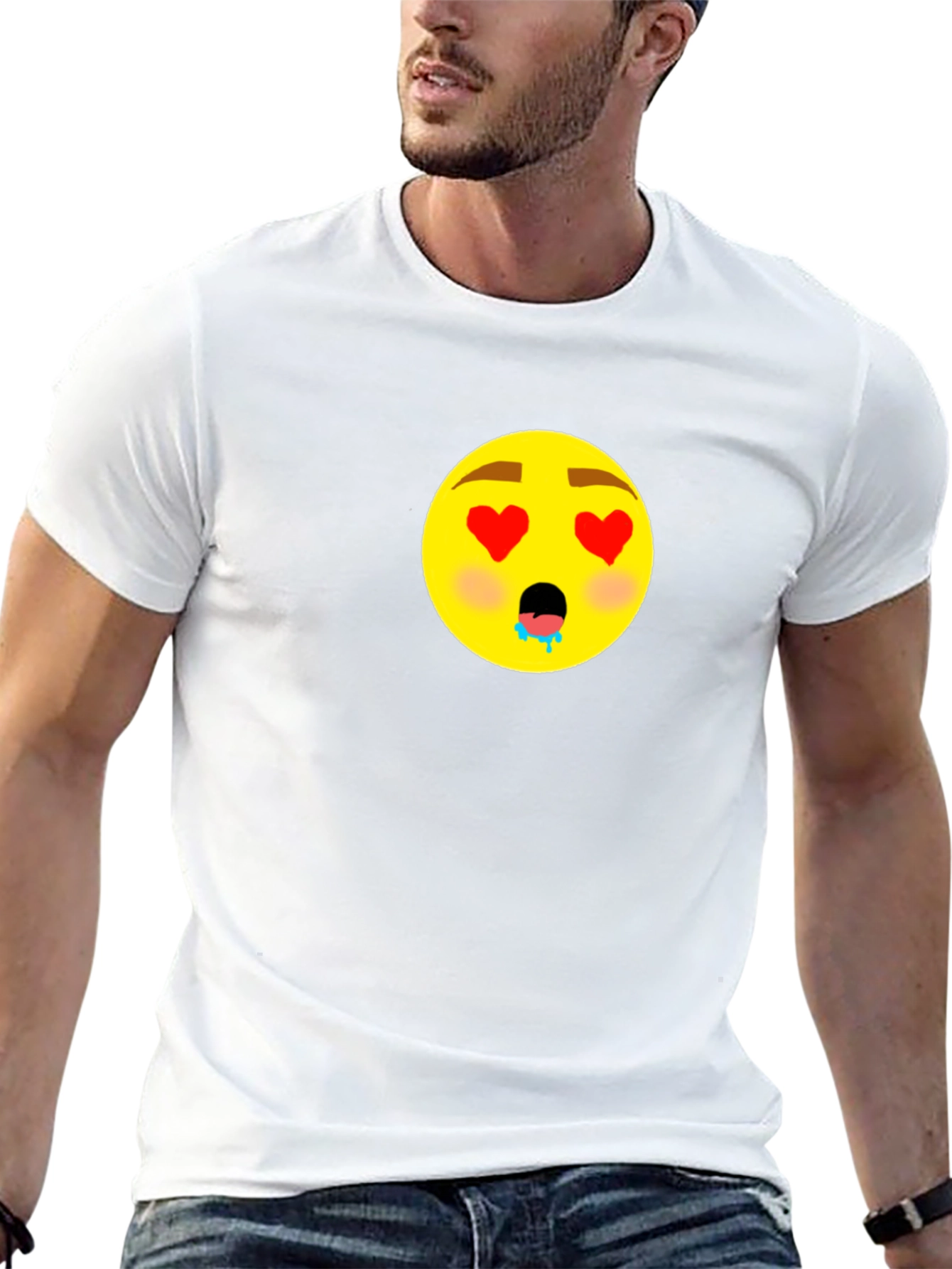 Emoji Love Eyes Graphic Black T-Shirt