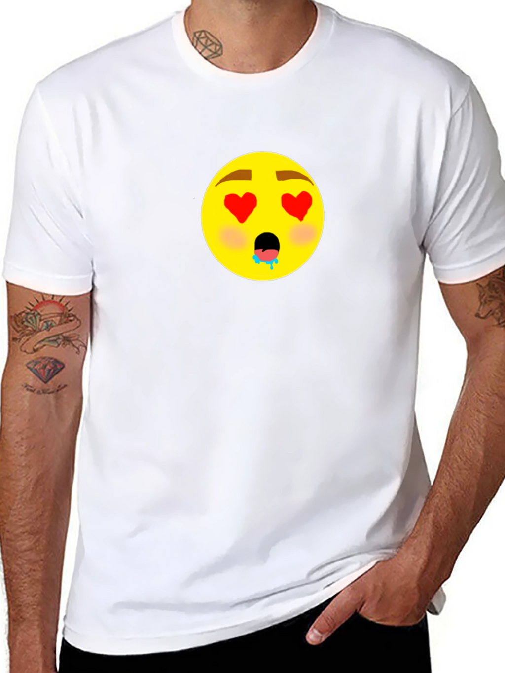 Emoji Love Eyes Graphic Black T-Shirt