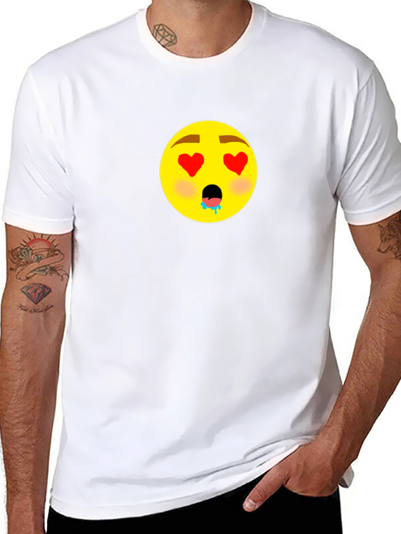 Emoji Love Eyes Graphic Black T-Shirt