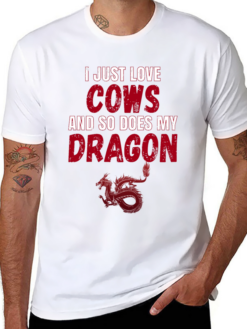 I Love Cows and My Dragon T-Shirt - Unisex