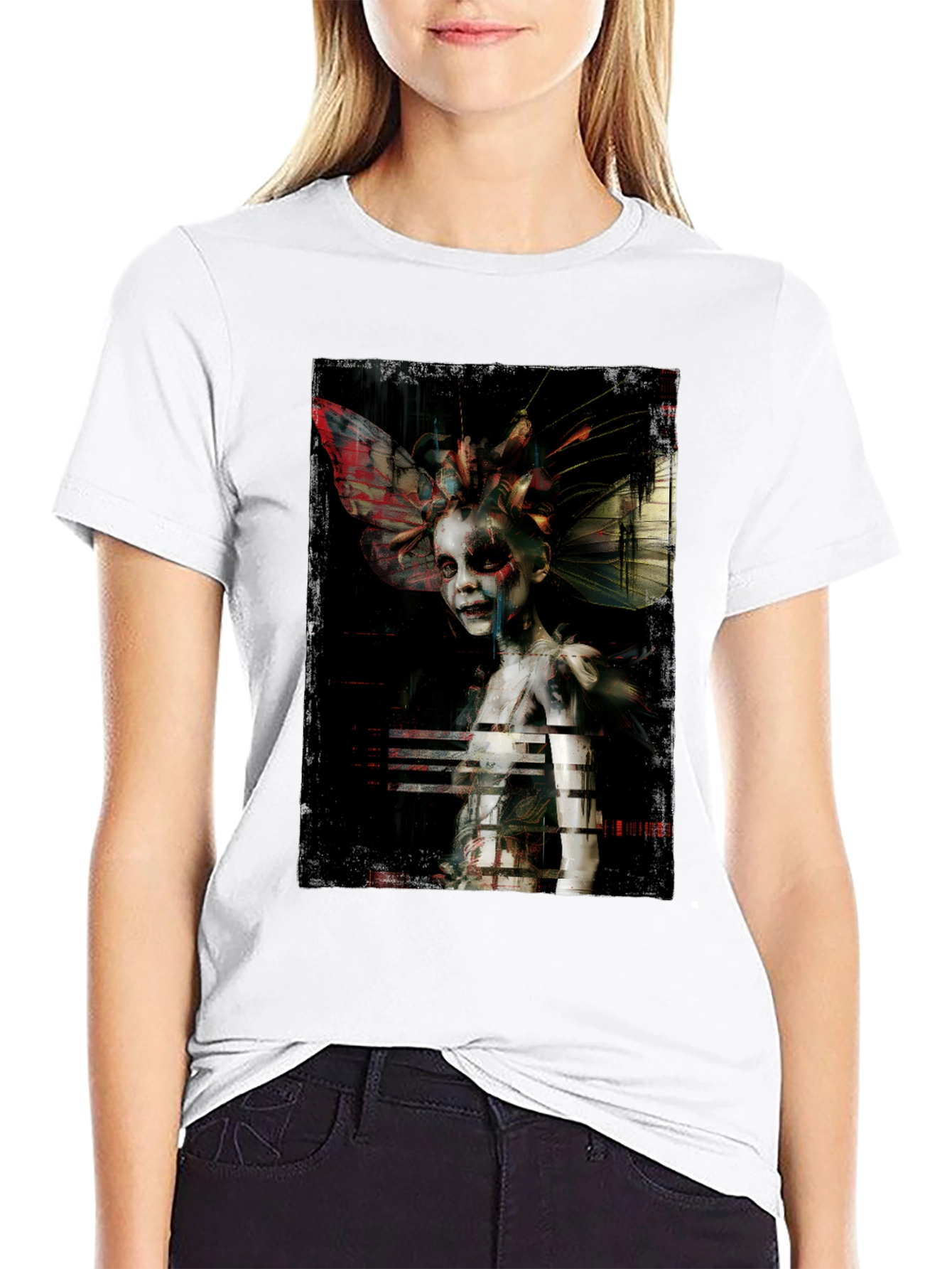 Unique Artistic Graphic Print Black T-Shirt