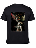 Unique Artistic Graphic Print Black T-Shirt