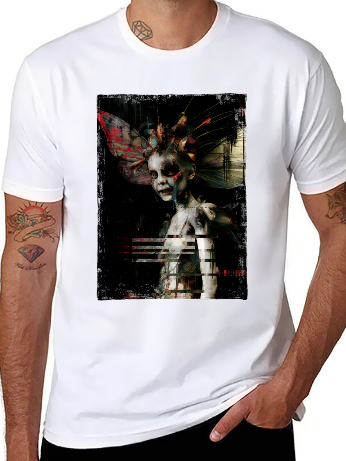 Unique Artistic Graphic Print Black T-Shirt