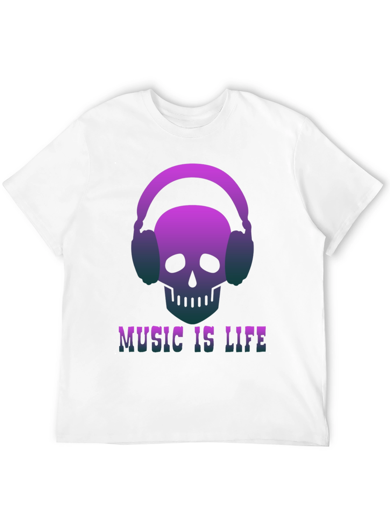Music is Life Skull Headphone Graphic Tee