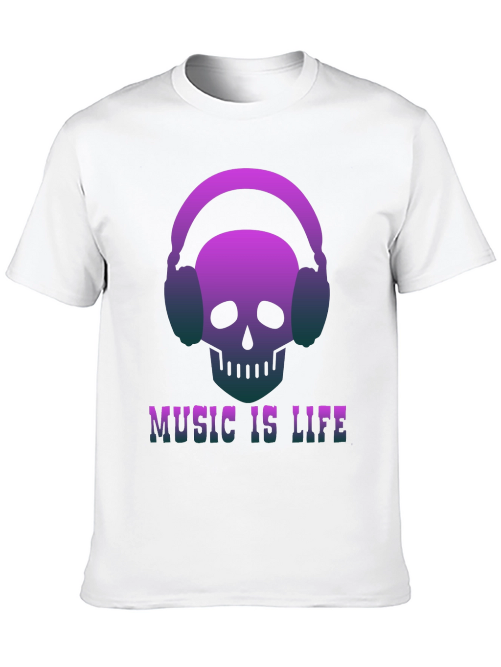 Music is Life Skull Headphone Graphic Tee