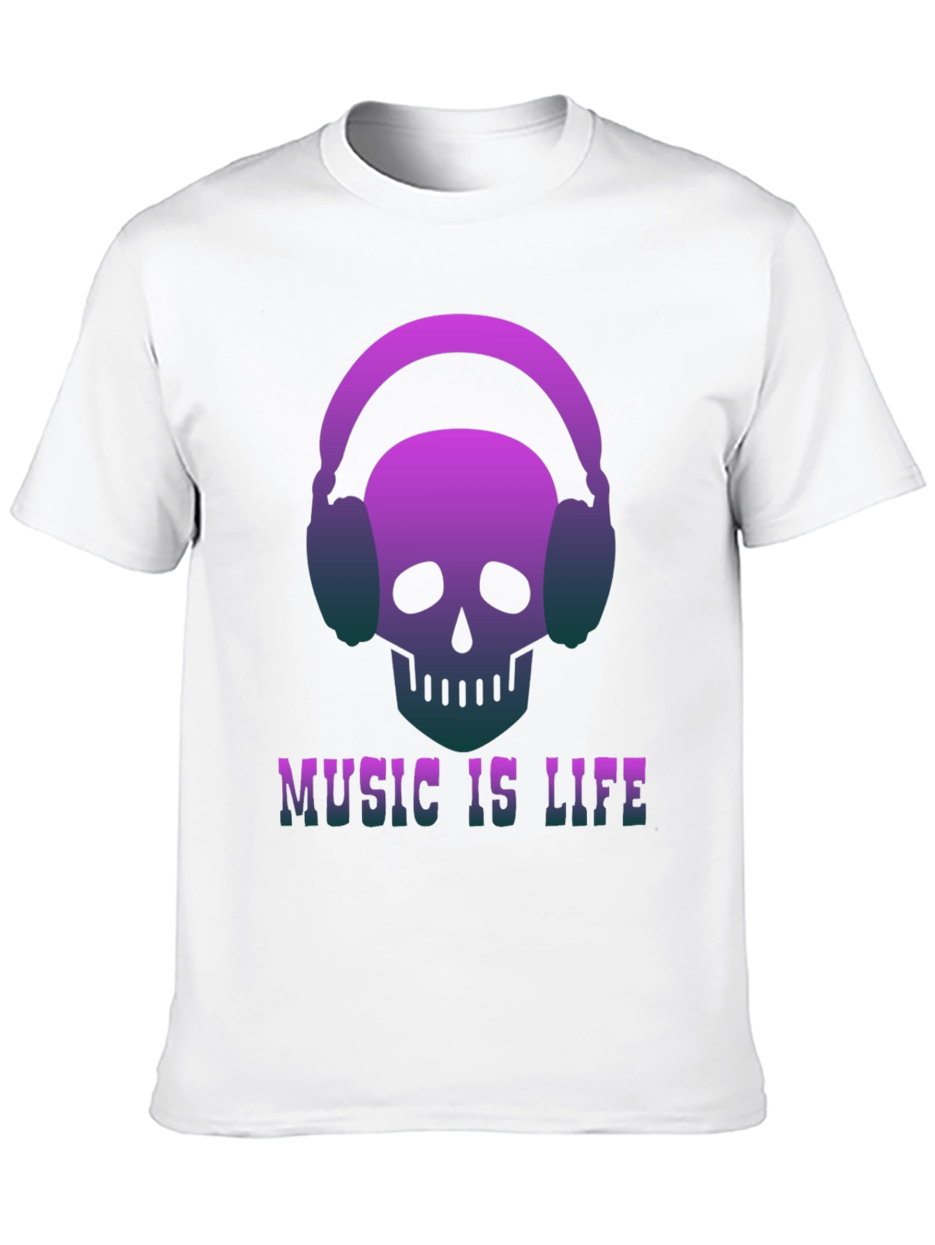 Music is Life Skull Headphone Graphic Tee