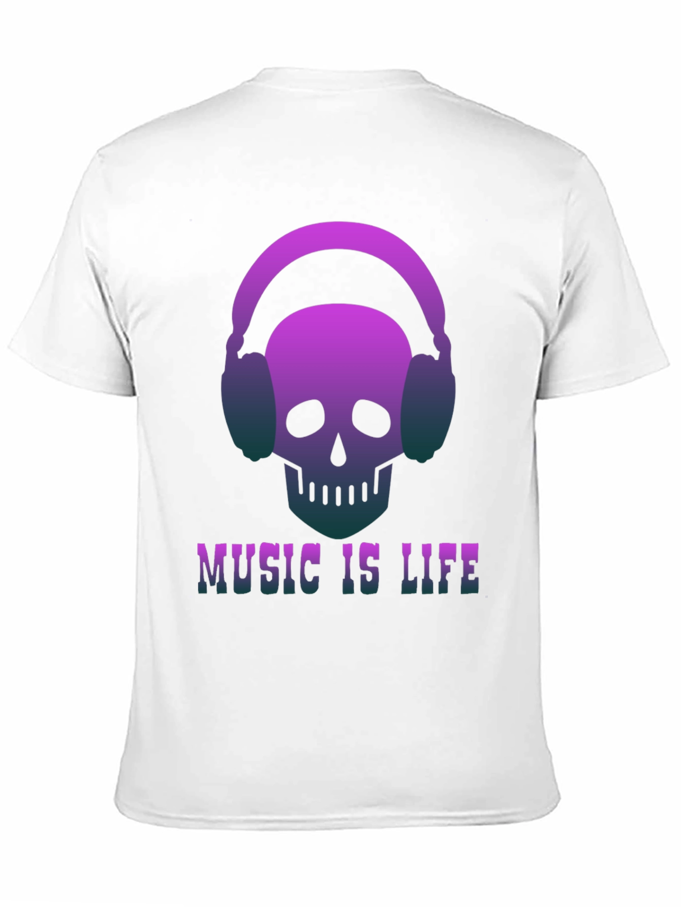 Music is Life Skull Headphone Graphic Tee