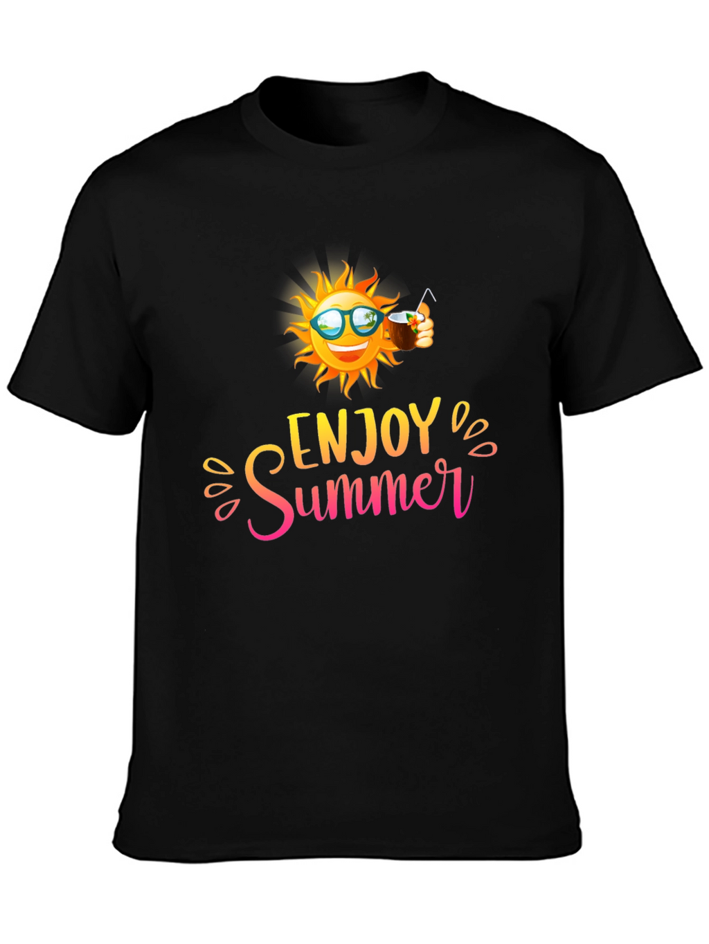 Enjoy Summer Black Graphic T-Shirt