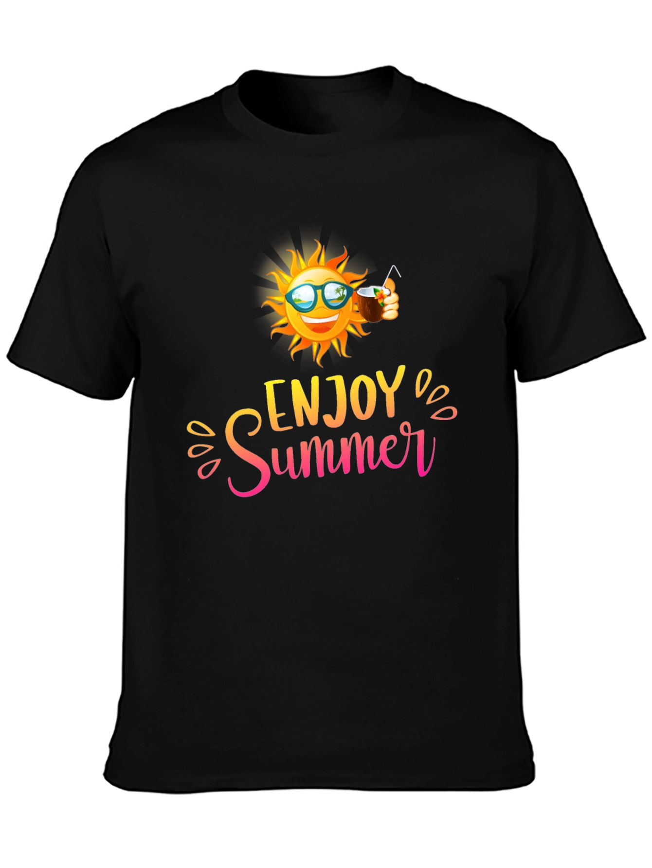Enjoy Summer Black Graphic T-Shirt