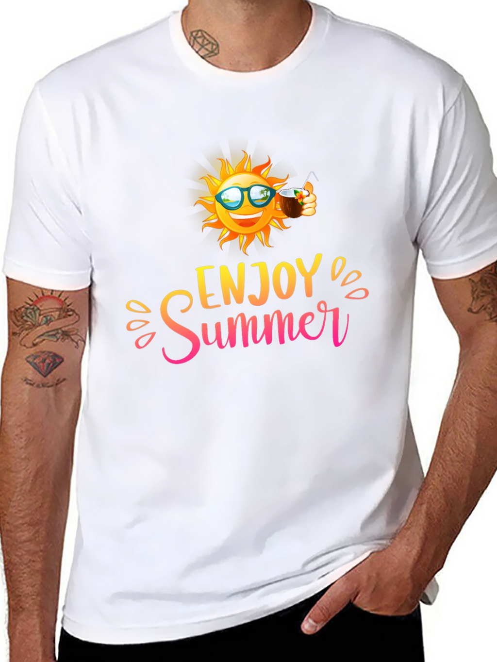 Enjoy Summer Black Graphic T-Shirt