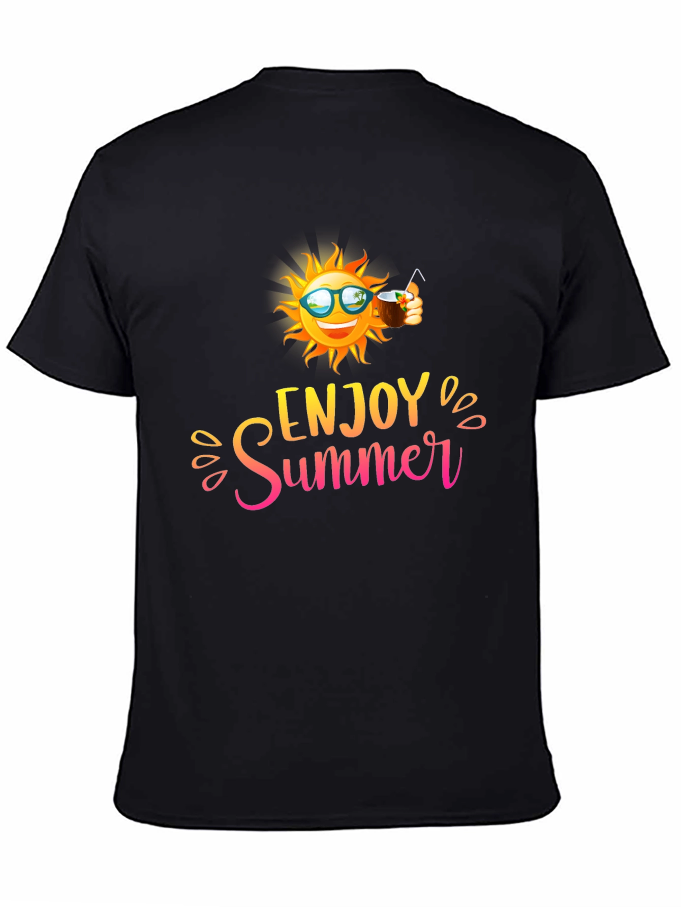 Enjoy Summer Black Graphic T-Shirt