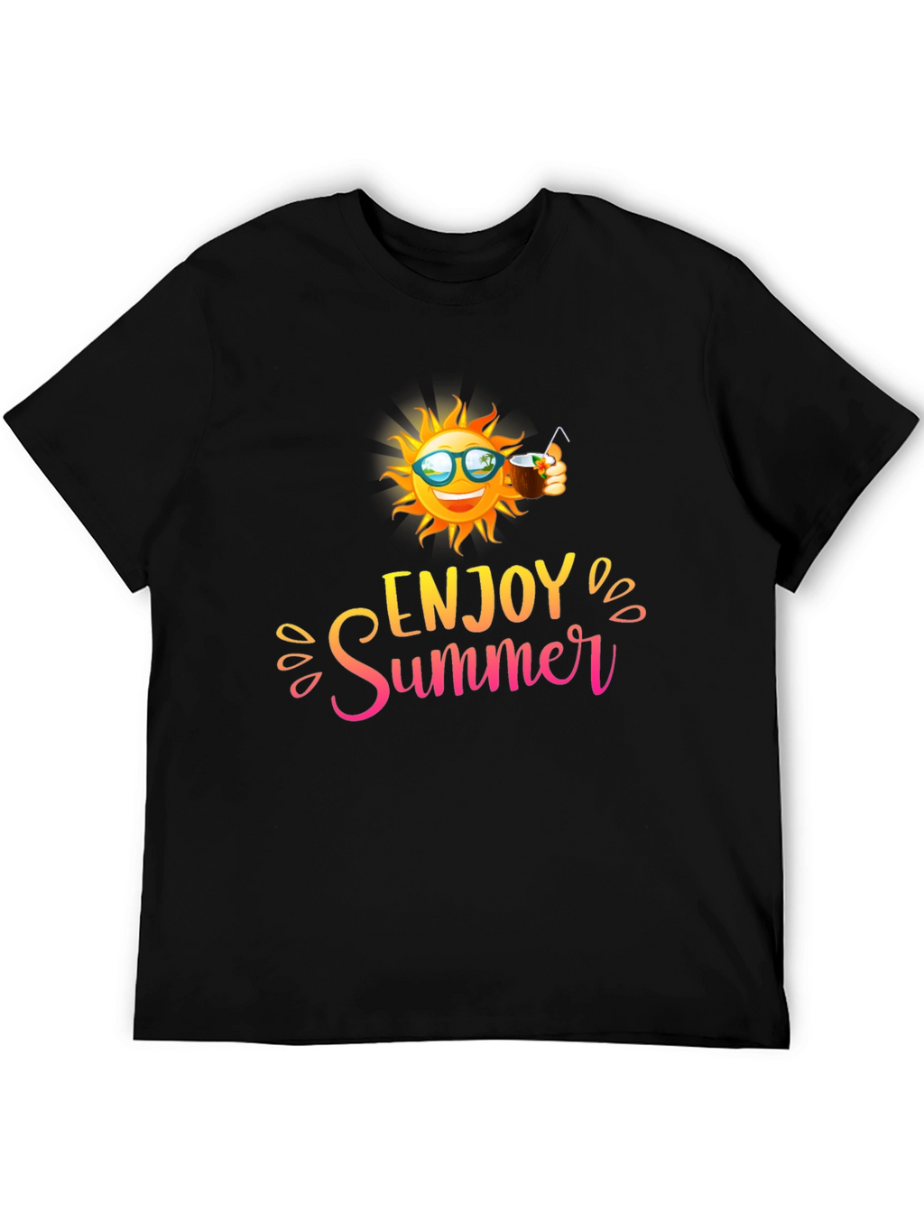Enjoy Summer Black Graphic T-Shirt