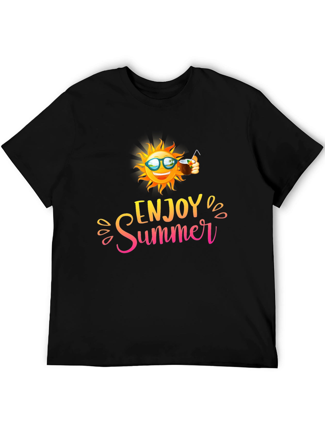 Enjoy Summer Black Graphic T-Shirt