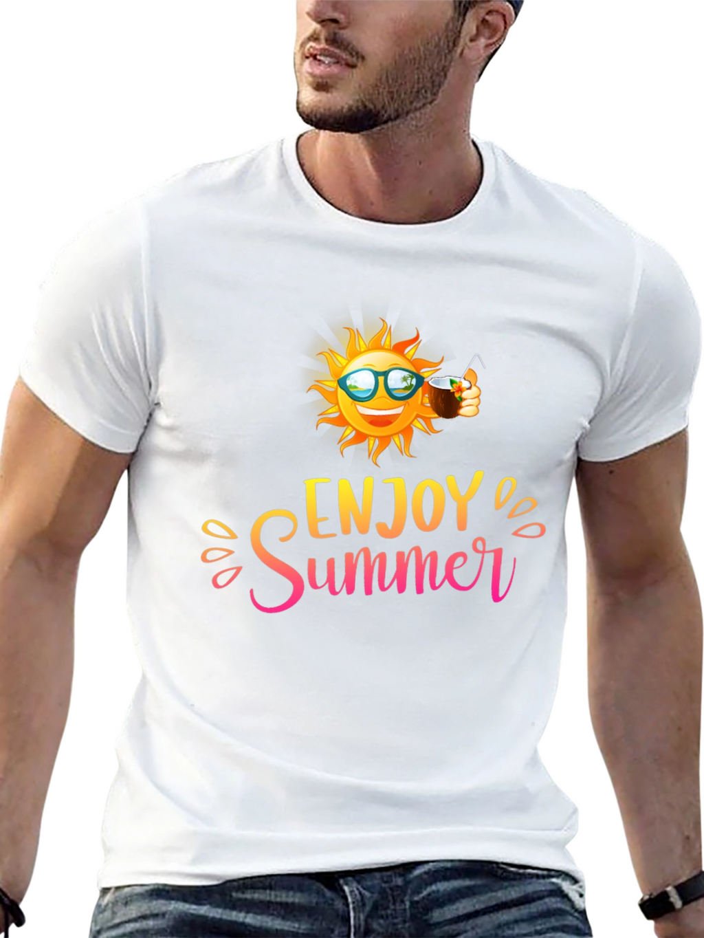 Enjoy Summer Black Graphic T-Shirt