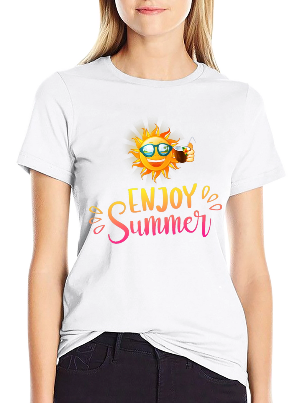 Enjoy Summer Black Graphic T-Shirt