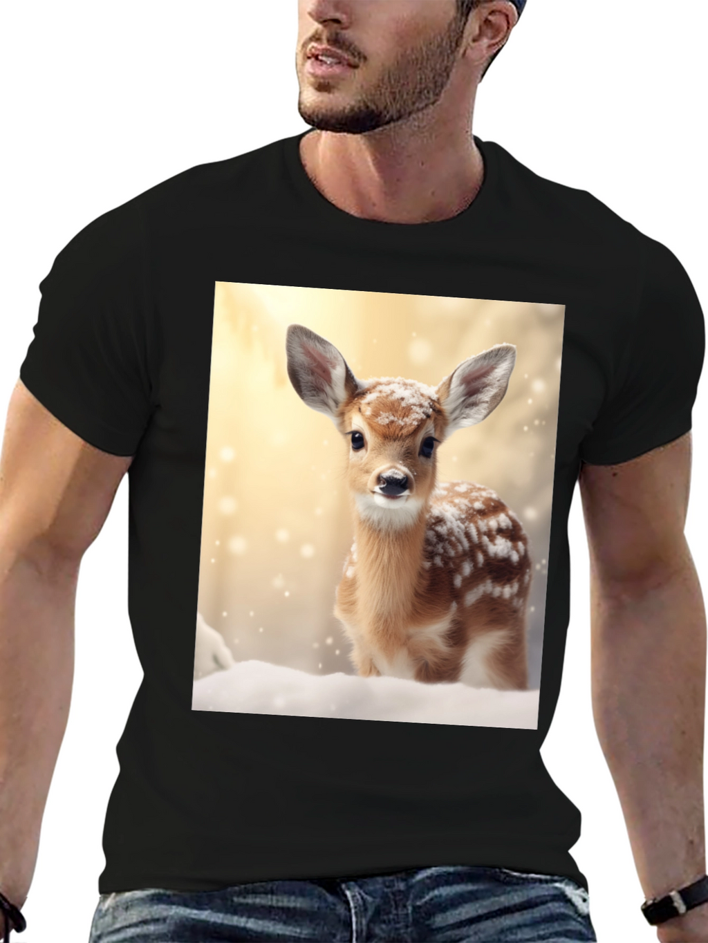 Fawn in Winter T-Shirt - Cute Deer Graphic Tee