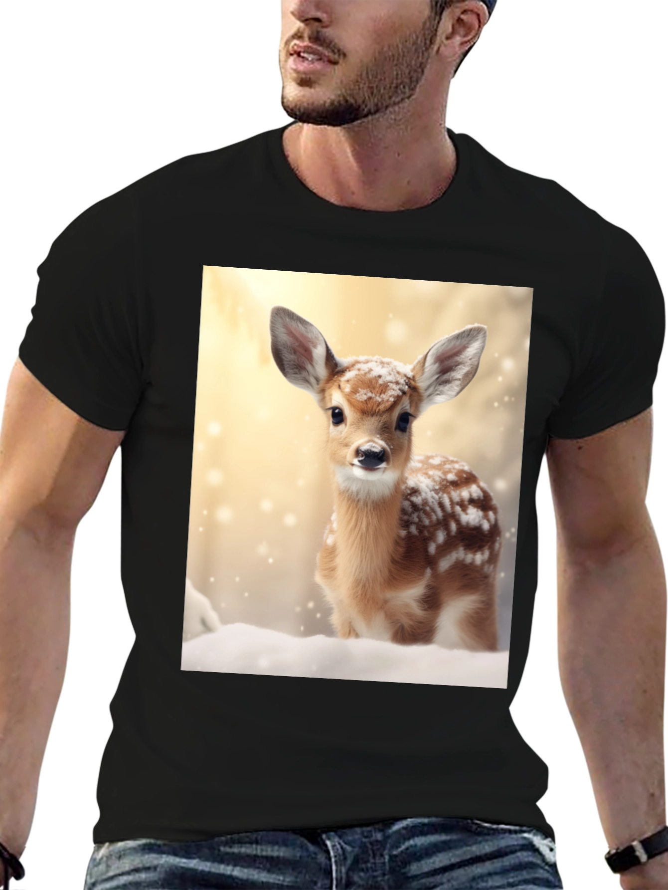 Fawn in Winter T-Shirt - Cute Deer Graphic Tee