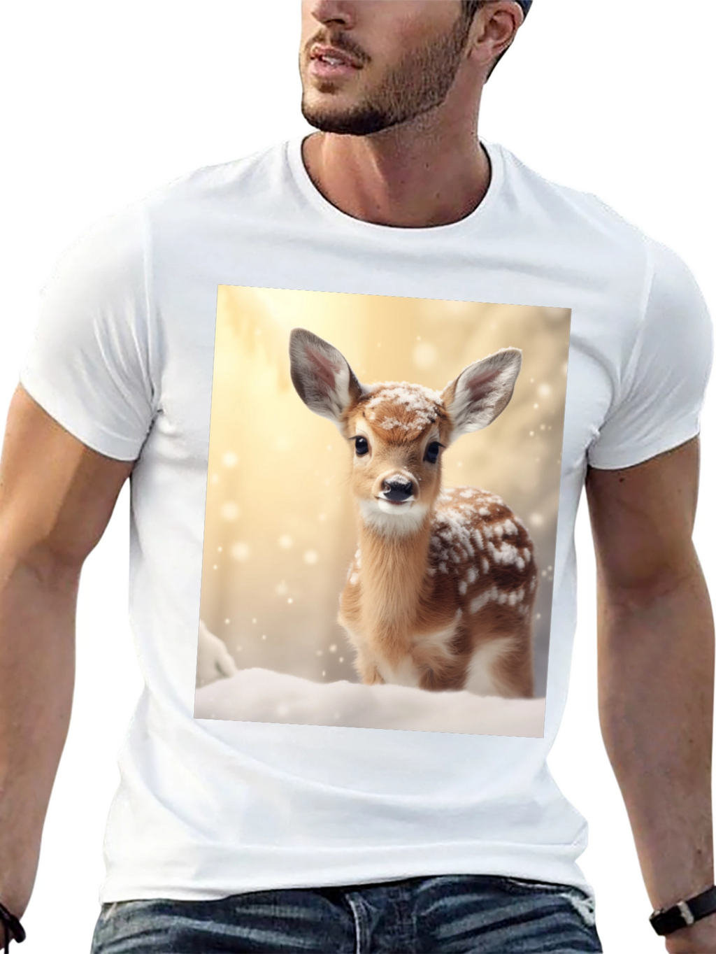 Fawn in Winter T-Shirt - Cute Deer Graphic Tee