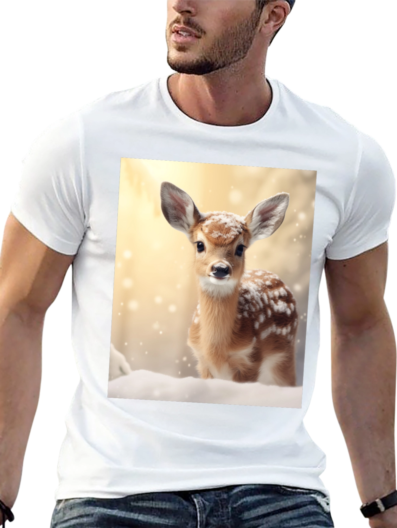 Fawn in Winter T-Shirt - Cute Deer Graphic Tee