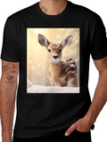 Fawn in Winter T-Shirt - Cute Deer Graphic Tee