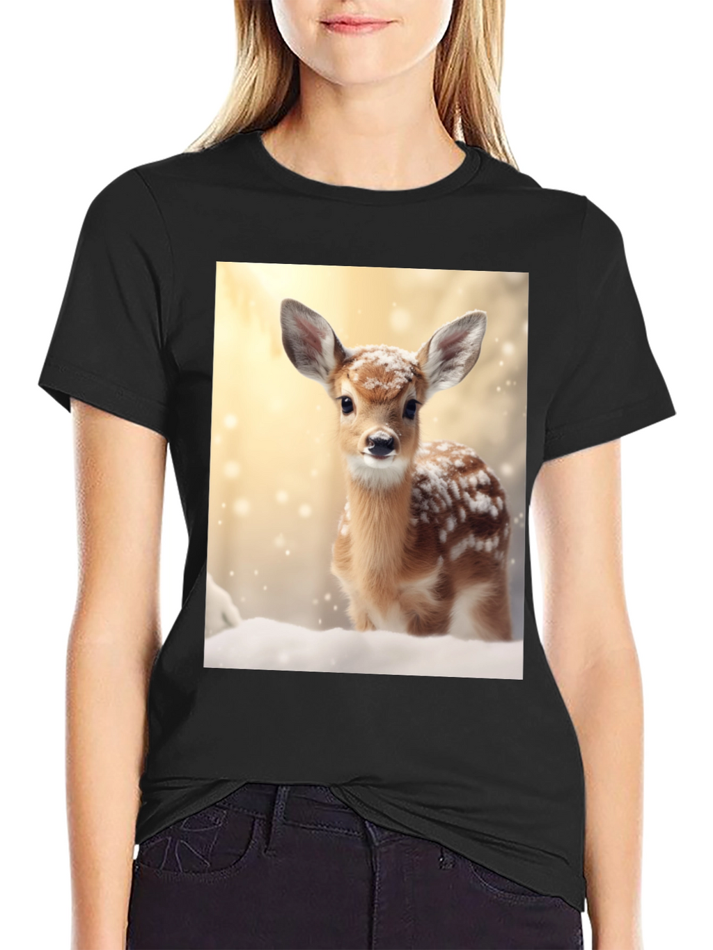 Fawn in Winter T-Shirt - Cute Deer Graphic Tee