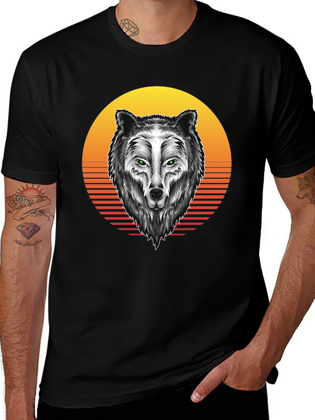 Wolf Graphic Tee - Sunset Design