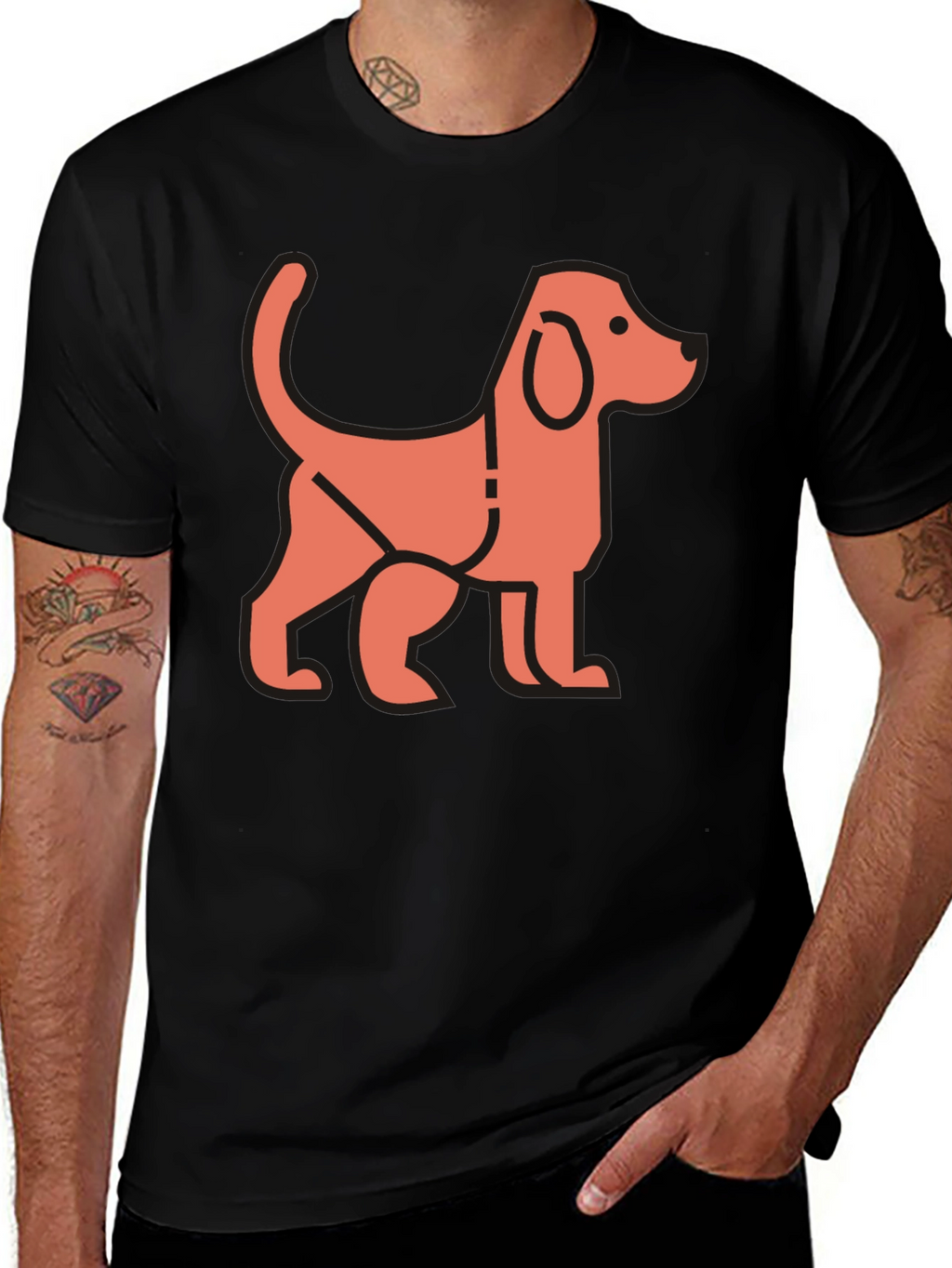 Dog Graphic Black T-Shirt - Stylish Unisex Tee
