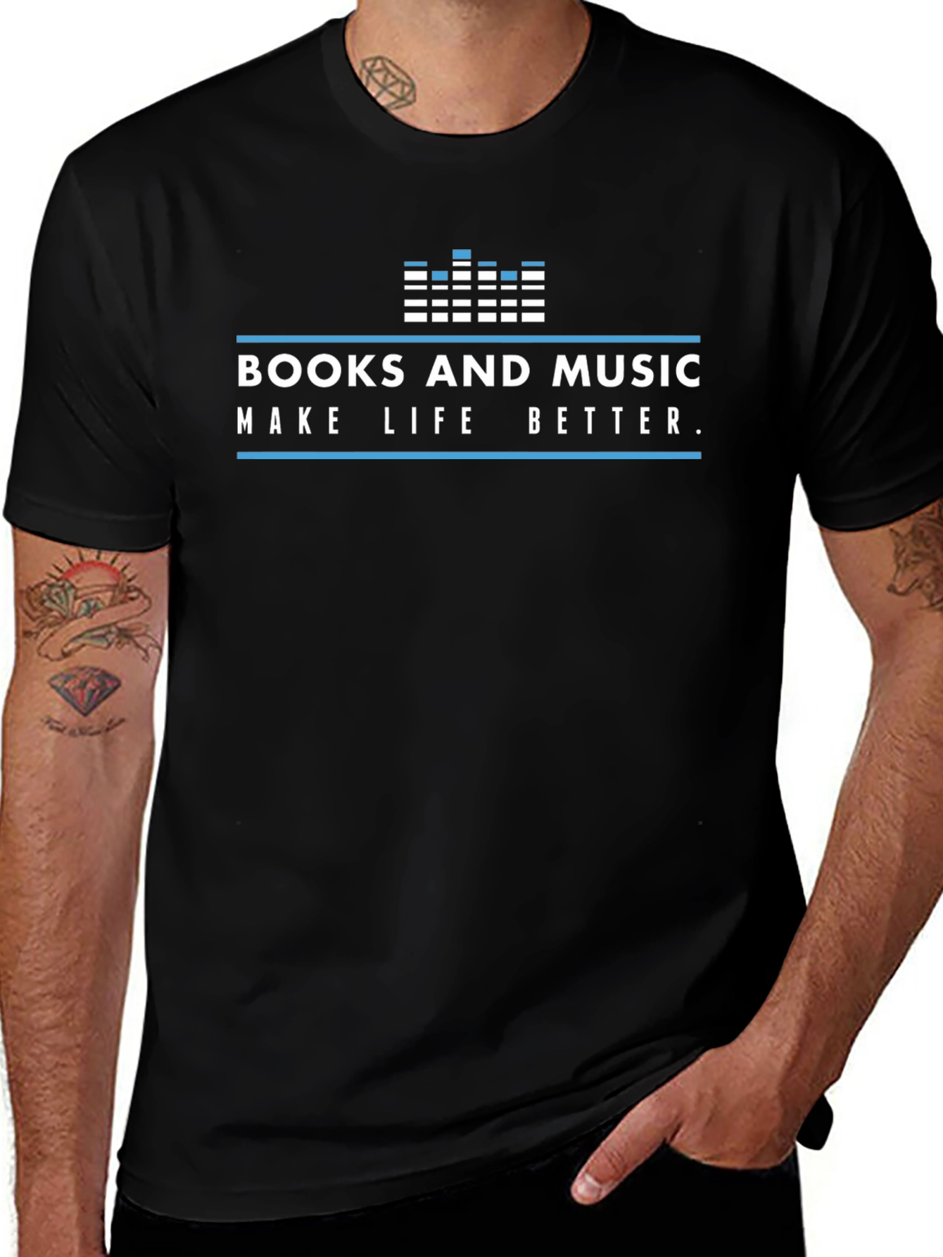 Books and Music T-Shirt - Life Made Better Graphic Tee