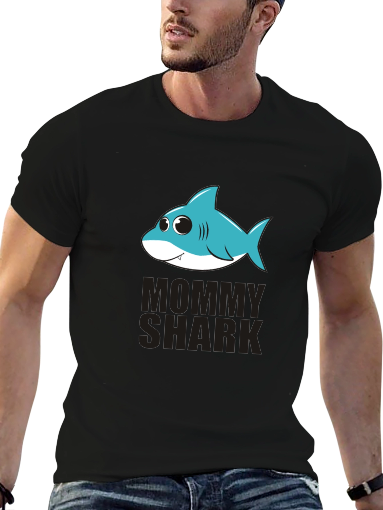 Mommy Shark Graphic Tee - Black Cotton T-Shirt