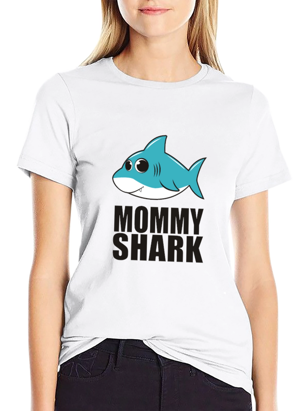 Mommy Shark Graphic Tee - Black Cotton T-Shirt