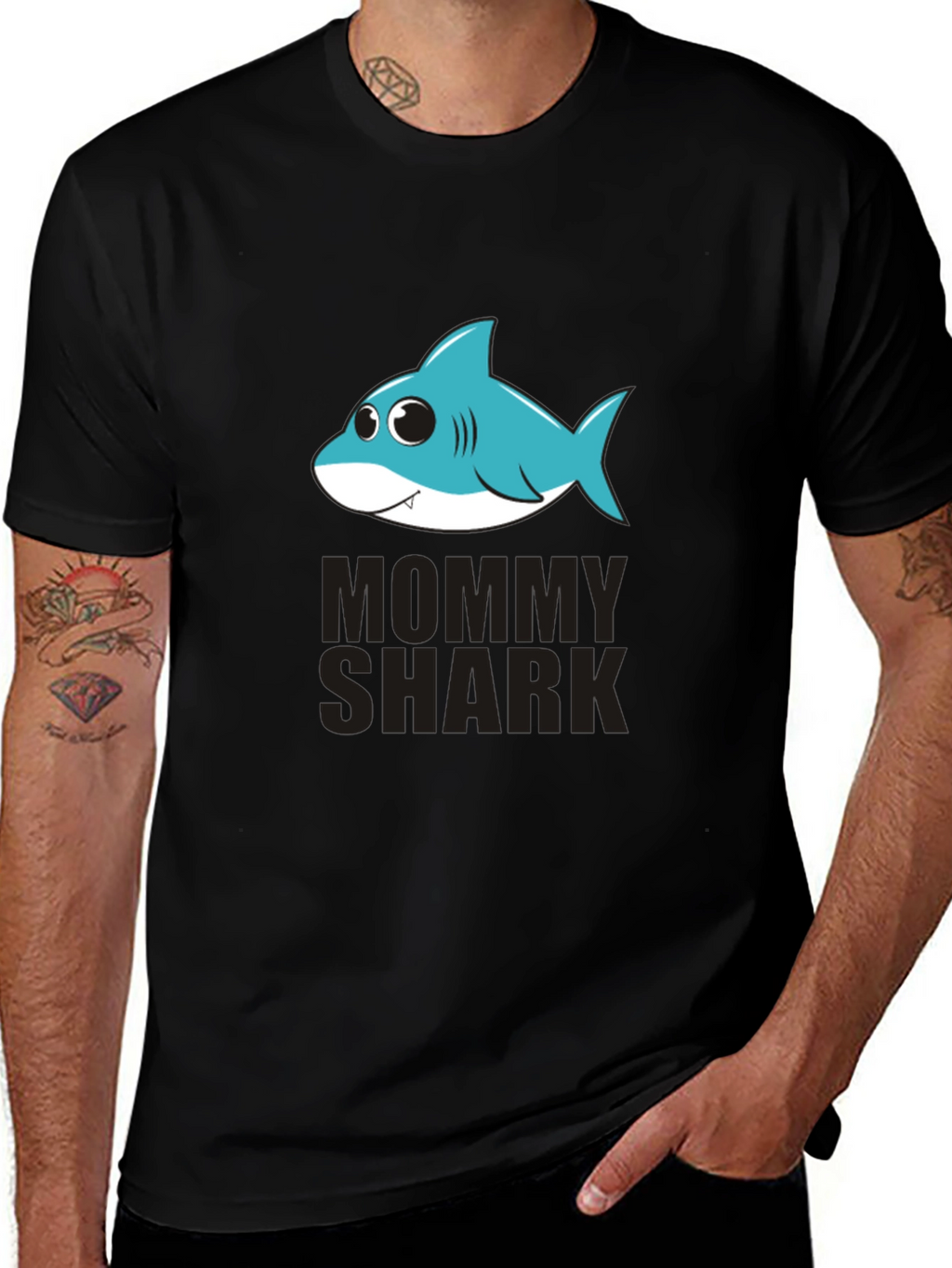 Mommy Shark Graphic Tee - Black Cotton T-Shirt