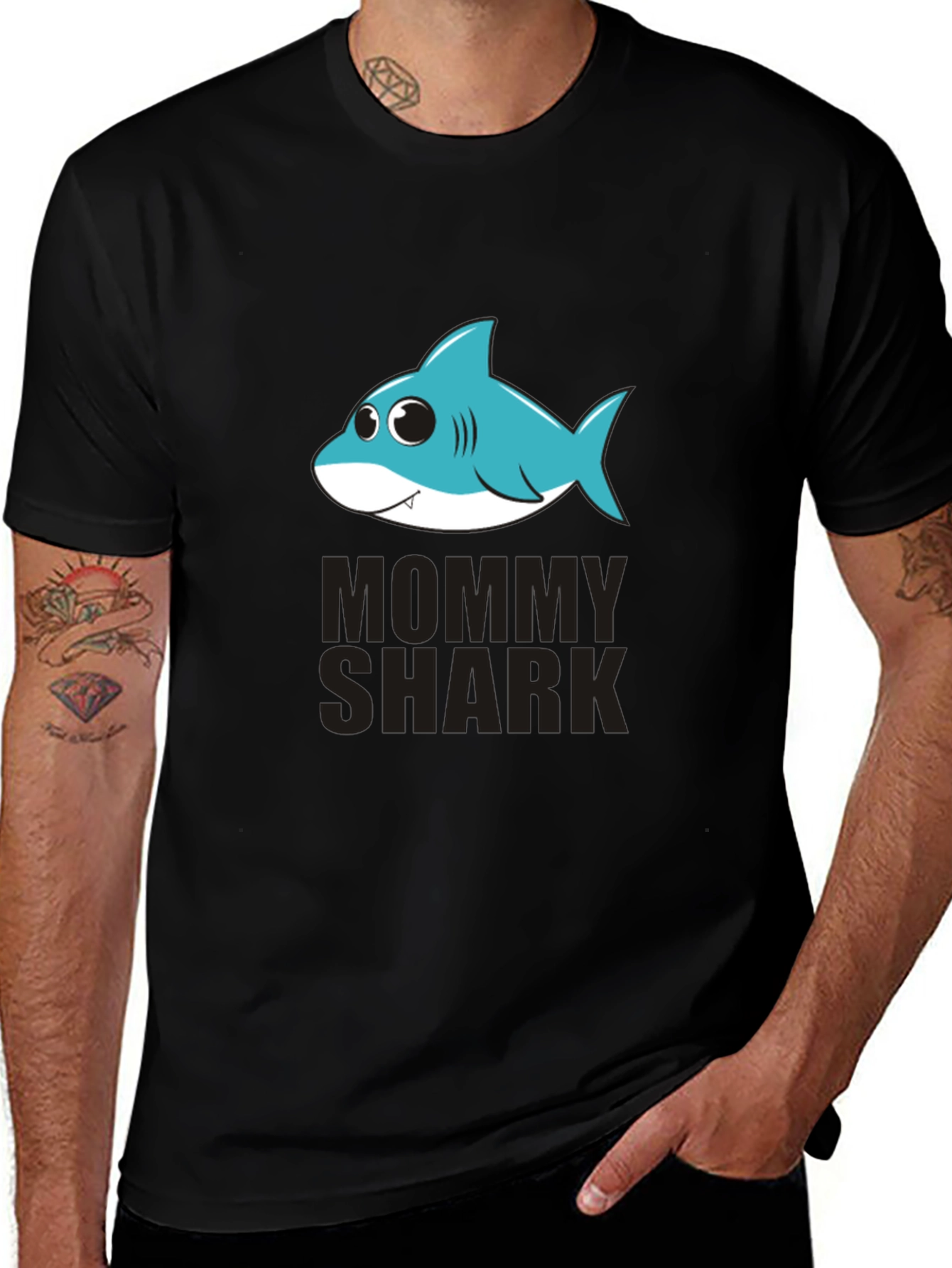Mommy Shark Graphic Tee - Black Cotton T-Shirt