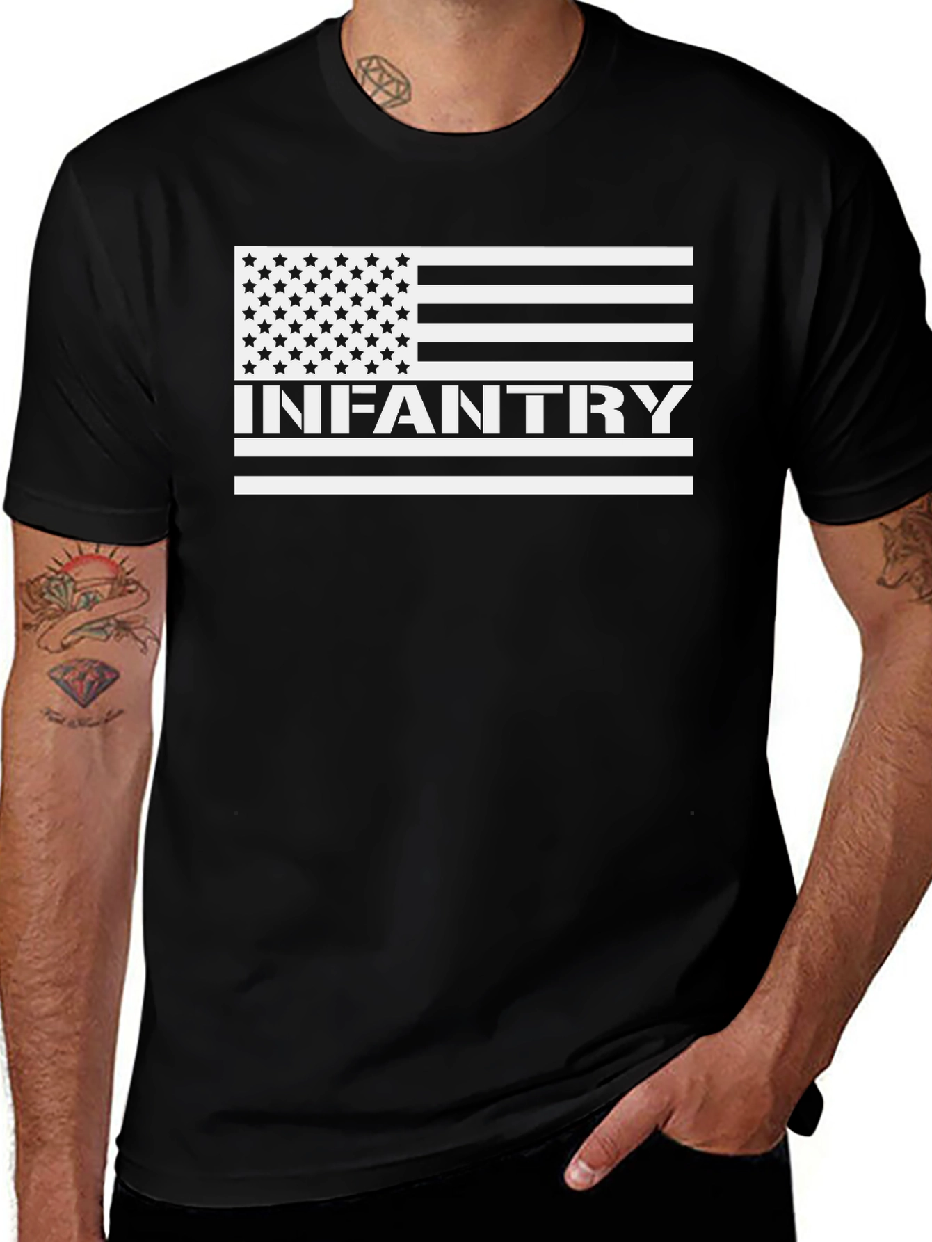 Infantry US Flag Graphic T-Shirt - Black