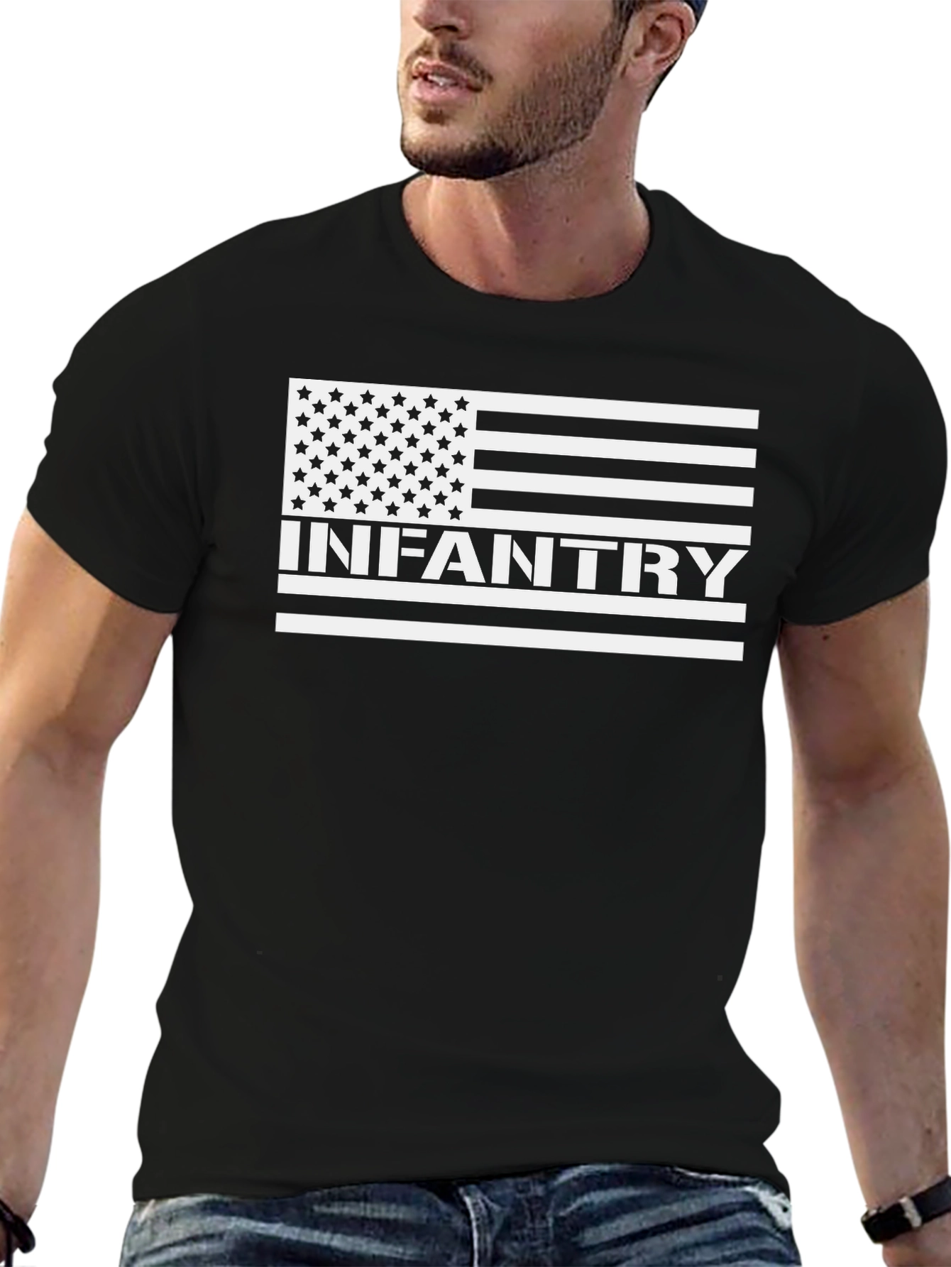 Infantry US Flag Graphic T-Shirt - Black